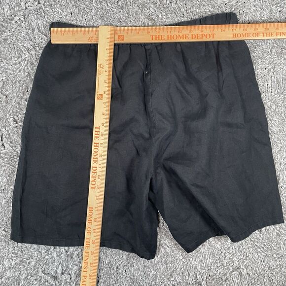 Eileen Fisher Organic Linen Shorts Size Large Black Beach Mom Summer Drawstrings - Picture 4 of 5
